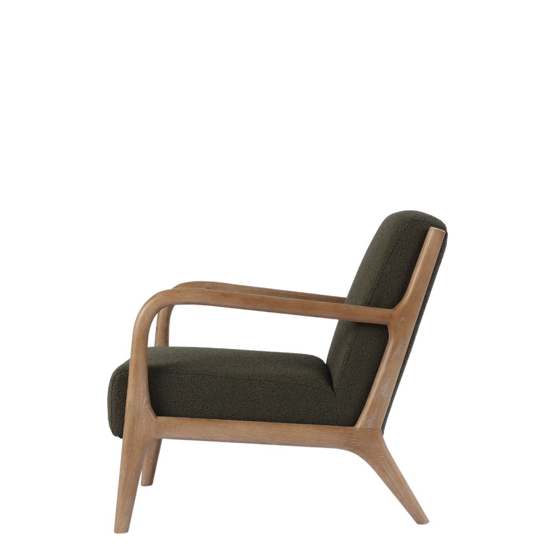 LUCA OCCASIONAL CHAIR FABRIC GREEN WITH WASHED OAK FRAME image 3